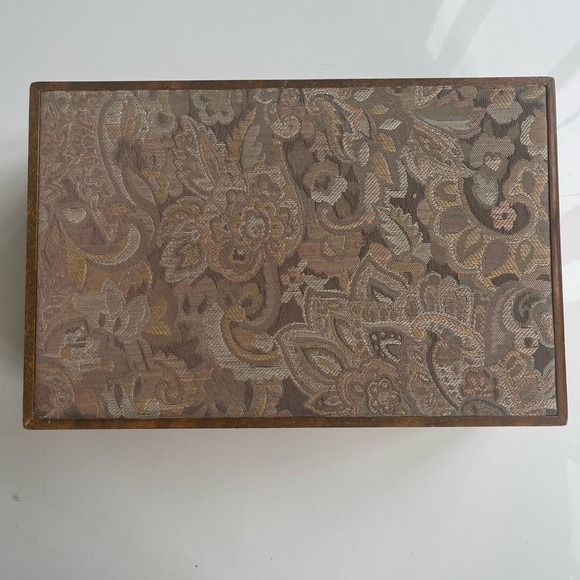 Rare Vintage Mark Cross Wood Fabric Jewelry Box Chest Collectible - Picture 9 of 10